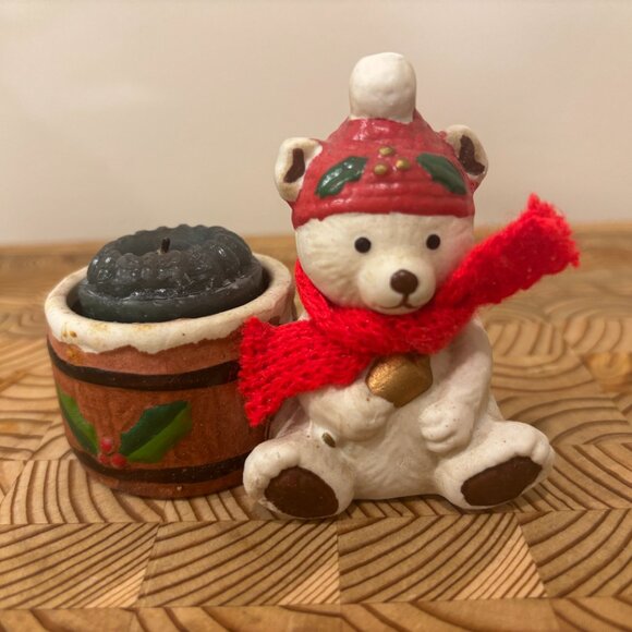 Ceramic Candle Holder Teddy Bear & Mouse - Set of 2 Vintage Votive Holders - Picture 5 of 11